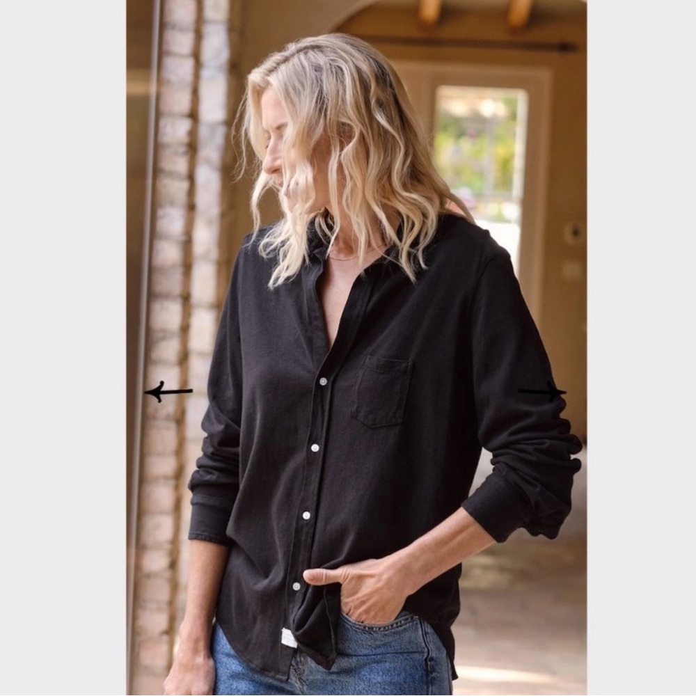 Frank & Eileen Eileen Black Jersey Button Down Size M - Picture 2 of 2